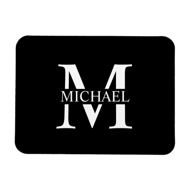 Black Personalized Monogram and Name Magnet (Horizontal)
