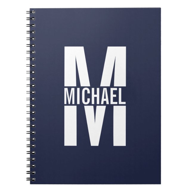 Black Personalized Monogram and Name Notebook (Front)