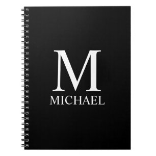 Black Personalized Monogram and Name Notebook