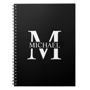 Black Personalized Monogram and Name Notebook