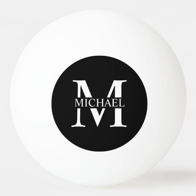 Black Personalized Monogram and Name   Ping Pong Ball (Front)