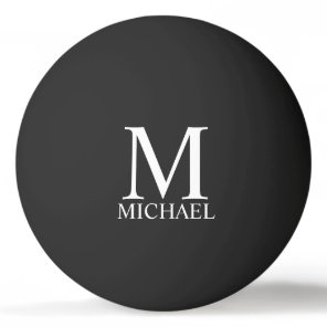 Black Personalized Monogram and Name Ping Pong Ball