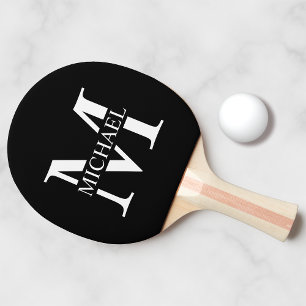 Black Personalized Monogram and Name Ping Pong Paddle