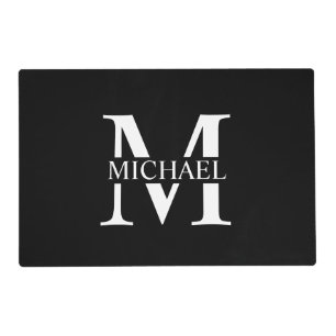 Black Personalized Monogram and Name Placemat