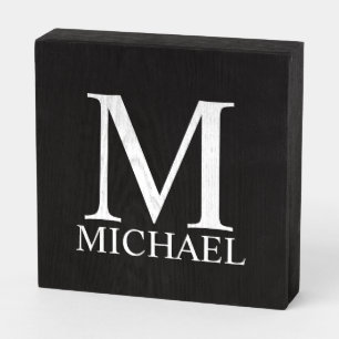 Black Personalized Monogram and Name Wooden Box Sign