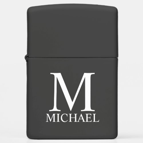 Black Personalized Monogram and Name Zippo Lighter