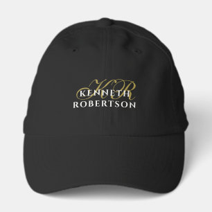 Black Personalized Monogram Gold White Minimalist  Performance Cap