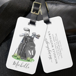 Black Personalized Monogram Golf Bag Luggage Tag