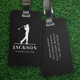 Black Personalized Monogram Golfer Luggage Tag