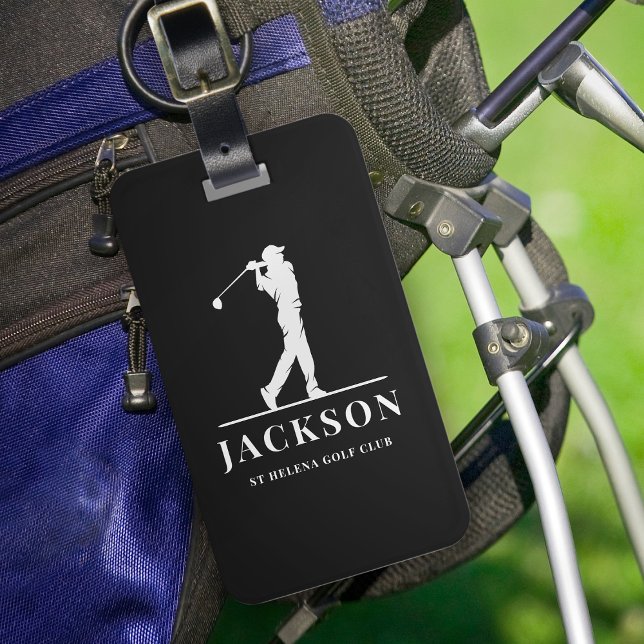Black Personalized Monogram Golfer Luggage Tag (Creator Uploaded)