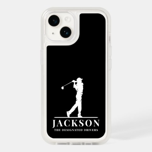 Black Personalized Monogram Golfer OtterBox iPhone 14 Case
