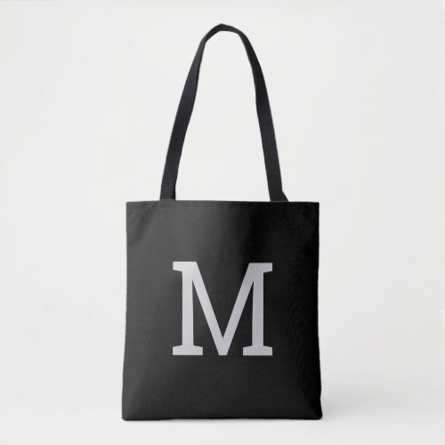 Black Personalized Monogram Initial Tote Bag