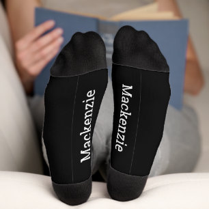 Black Personalized Name Monogram Bottom Socks