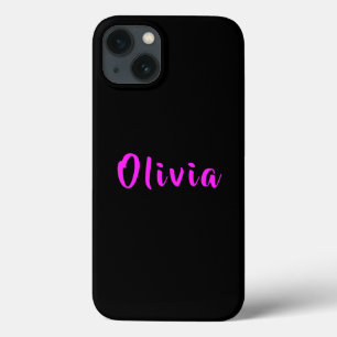 Black Personalized Name Neon Hot Pink Typography iPhone 13 Case