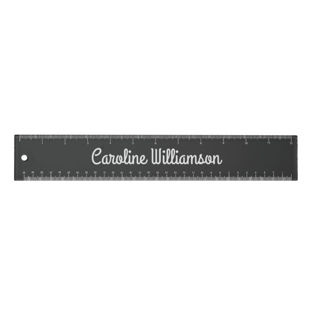 Black Personalized Name School Teacher Student  Ruler (Front)