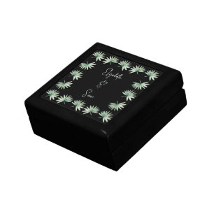 Black Personalized Names Tropical Palm Wedding Gift Box
