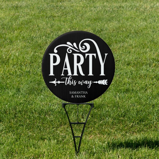 Black Personalized Party This Way Sign (Insitu)