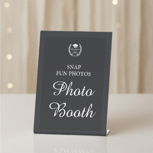 Black Personalized Photo Booth Graduation Party Pedestal Sign