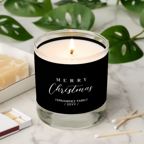 Black  Personalized Photo Christmas Holiday Gift Scented Candle