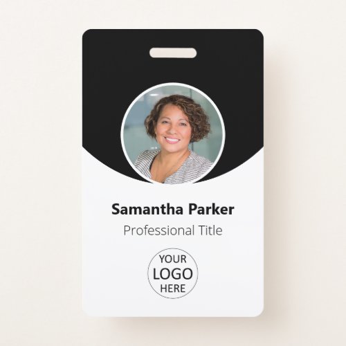 Black Personalized Photo Logo Barcode Employee Badge