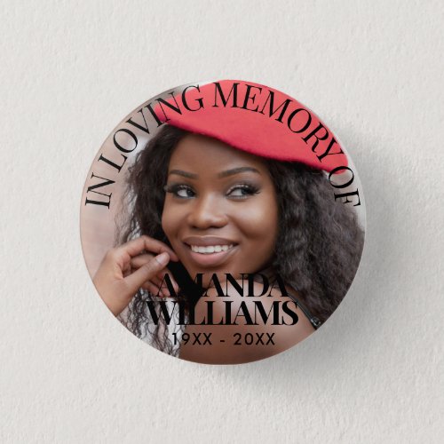 Black  Personalized Photo Memorial Button