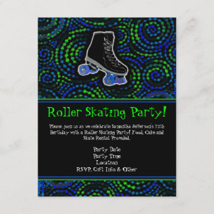 Black Personalized Roller Skating Party Invitation