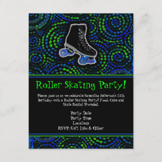 Black Personalized Roller Skating Party Invitation