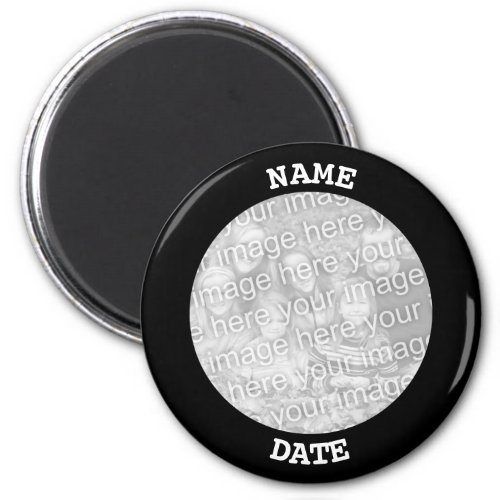 Black Personalized Round Photo Border Magnet