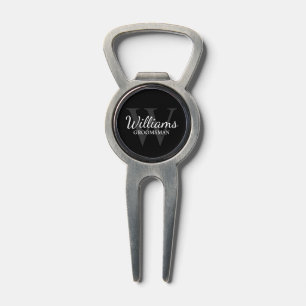 Black Personalized Script Groomsmen Name&Monogram Divot Tool
