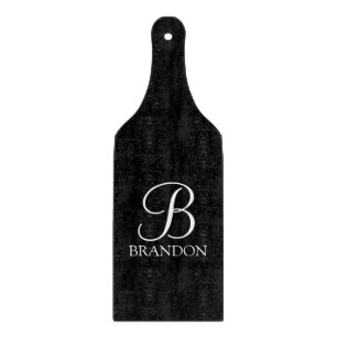 Black Personalized Script Monogram and Name Cutting Board