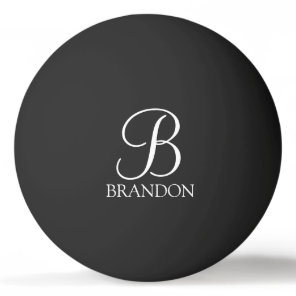 Black Personalized Script Monogram and Name Ping Pong Ball