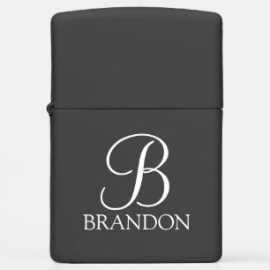 Black Personalized Script Monogram and Name Zippo Lighter