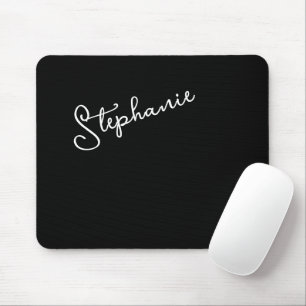 Black Personalized Script Name Chic Minimalist  Mouse Pad