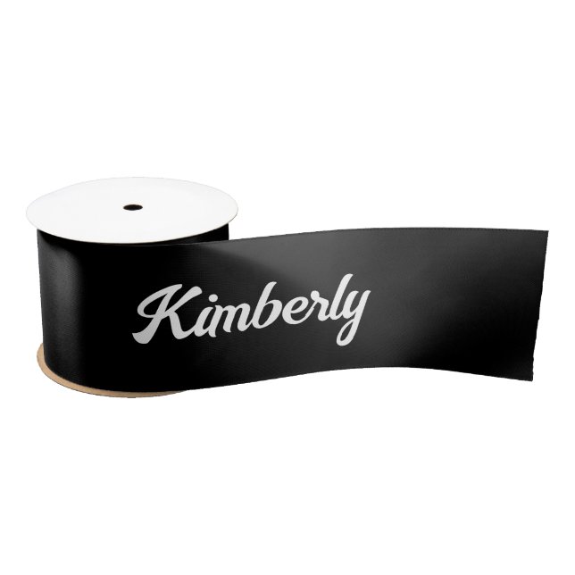 Black Personalized Script Name School Satin Ribbon (Spool)