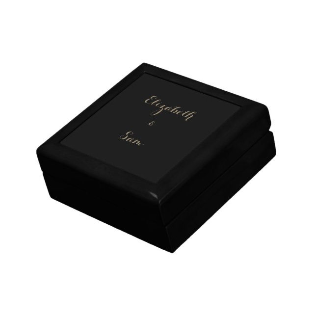 Black Personalized Script Names Wedding  Gift Box (Side)