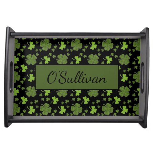 Black Personalized Serving Tray  Irish Good Luck