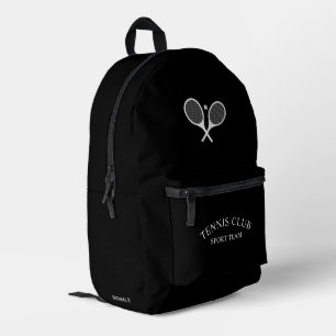 Black Personalized Tennis Club Printed Backpack