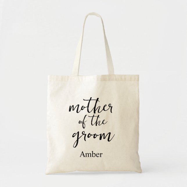 Black Personalized Wedding Mother of the Groom  Tote Bag (Front)