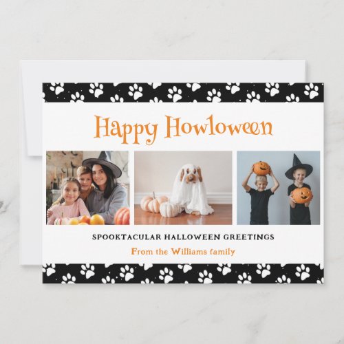 Black Pet 3 Photo Halloween  Holiday Card