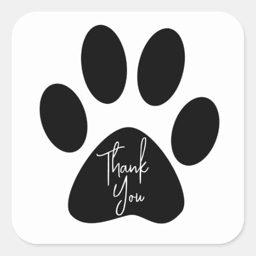 Black Pet Animal Paw Print Square Sticker