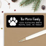 Black Pet Lover Paw Print Return Address Label