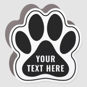 Black Pet Paw Print with Outline Car Magnet