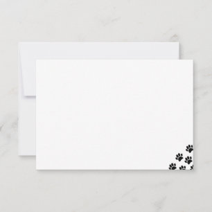 Black Pet Paw Prints Note Card