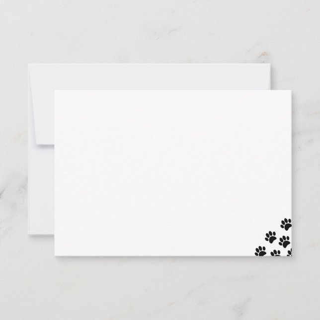 Black Pet Paw Prints  Note Card (Front)