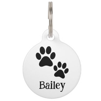 Black Pet Paw Simple (Bailey) ID Tag