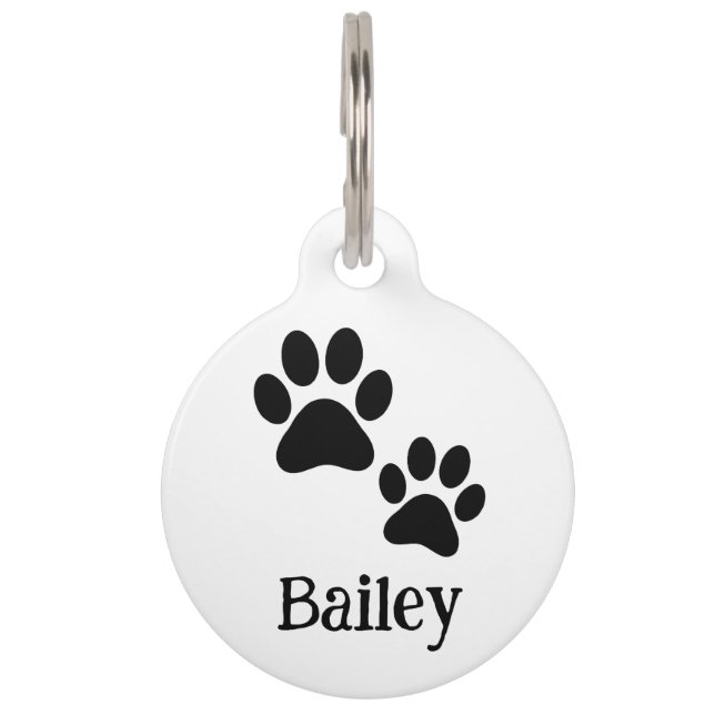 Black Pet Paw Simple (Bailey) ID Tag (Front)