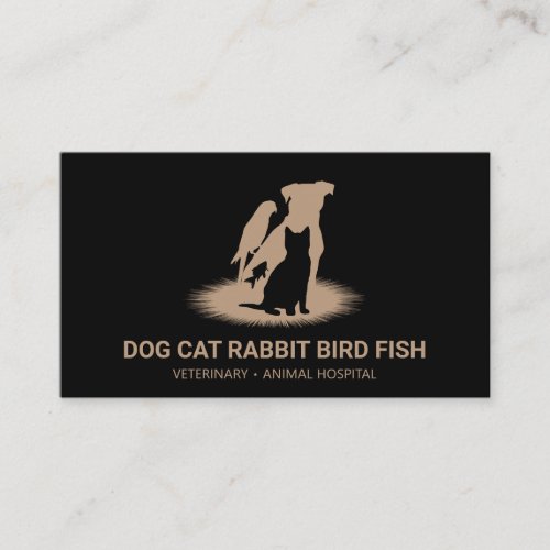 Black Pet Store Boutique cat dog bird rabbit fish Business Card