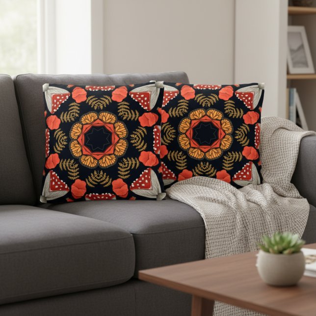 Black Petals  Throw Pillow (Creator Uploaded)