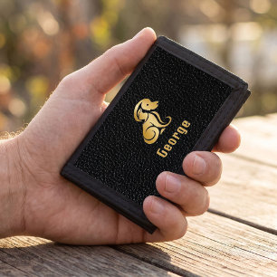 Black pets dog animal tri-fold wallet