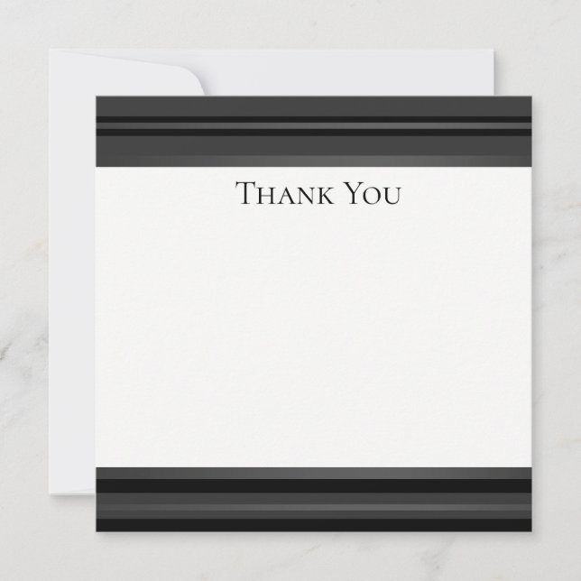 Black Pewter Tuxedo Stripe Formal Thank You Card (Front)